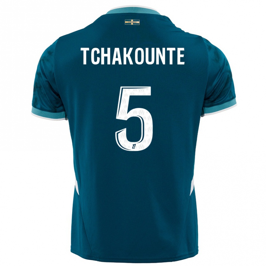 Kids Football Annaëlle Tchakounté #5 Turquoise Blue Away Jersey 2024/25 T-Shirt