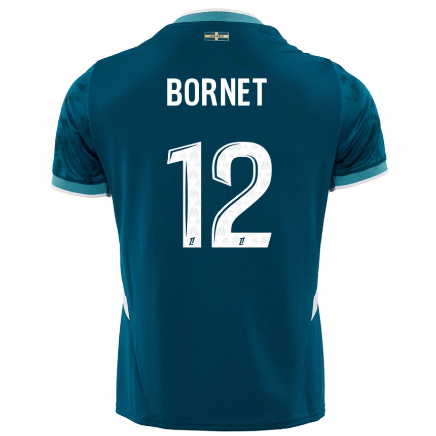 Kids Football Camille Bornet #12 Turquoise Blue Away Jersey 2024/25 T-Shirt