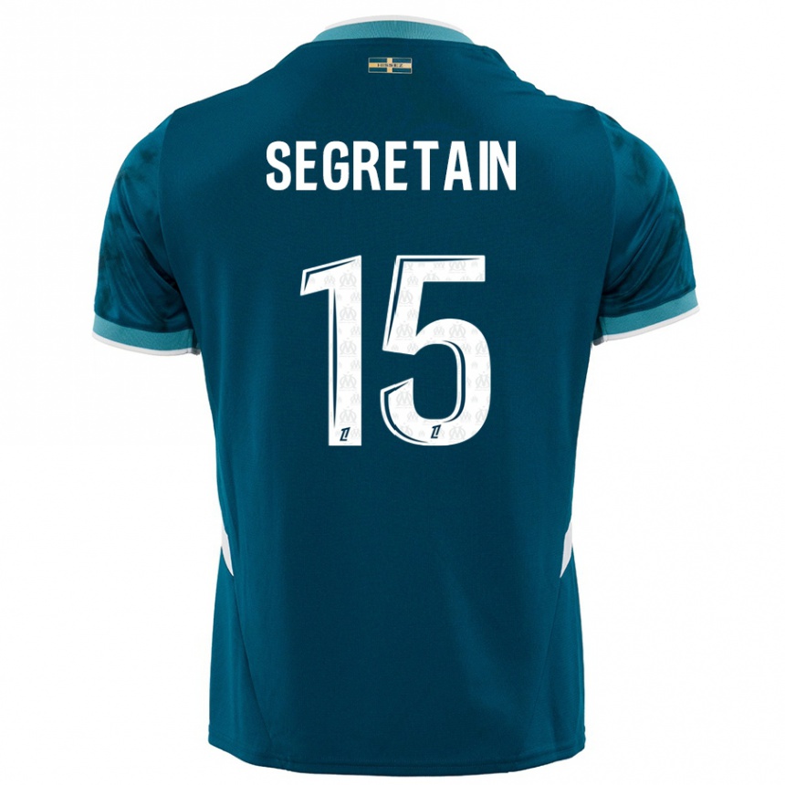 Kids Football Julie Ségrétain #15 Turquoise Blue Away Jersey 2024/25 T-Shirt