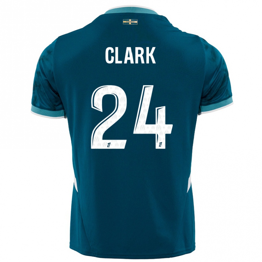 Kids Football Ashley Clark #24 Turquoise Blue Away Jersey 2024/25 T-Shirt