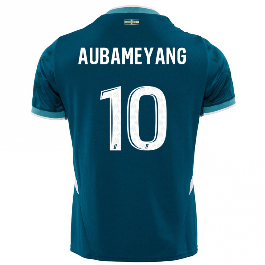 Kids Football Pierre-Emerick Aubameyang #10 Turquoise Blue Away Jersey 2024/25 T-Shirt