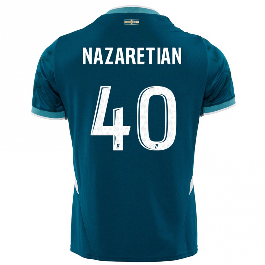 Kids Football Manuel Nazaretian #40 Turquoise Blue Away Jersey 2024/25 T-Shirt