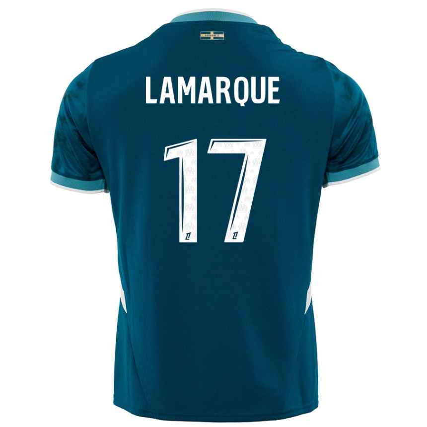 Kids Football Alais Lamarque #17 Turquoise Blue Away Jersey 2024/25 T-Shirt