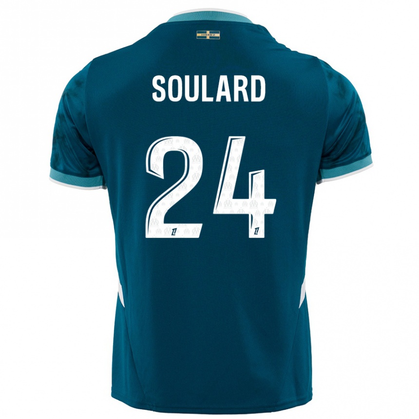 Kids Football Amandine Soulard #24 Turquoise Blue Away Jersey 2024/25 T-Shirt