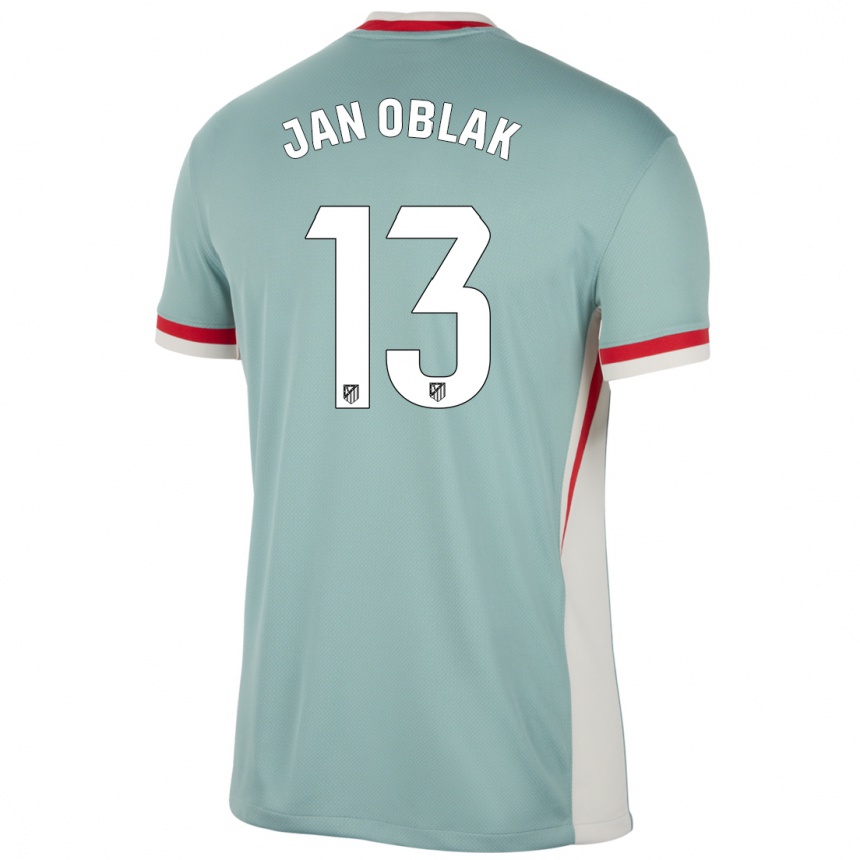 Kids Football Jan Oblak #13 Light Beige Blue Away Jersey 2024/25 T-Shirt