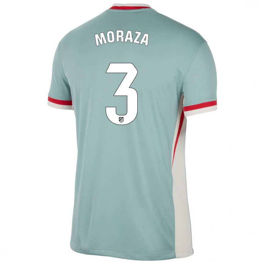 Kids Football Ainhoa Moraza #3 Light Beige Blue Away Jersey 2024/25 T-Shirt