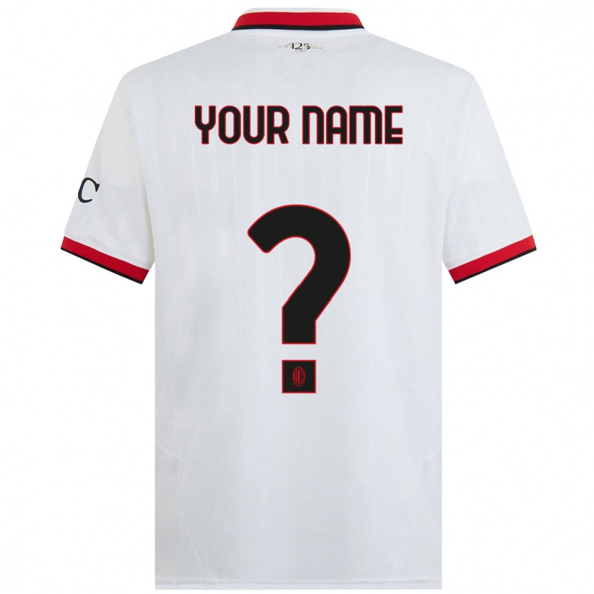 Kids Football Your Name #0 White Black Red Away Jersey 2024/25 T-Shirt