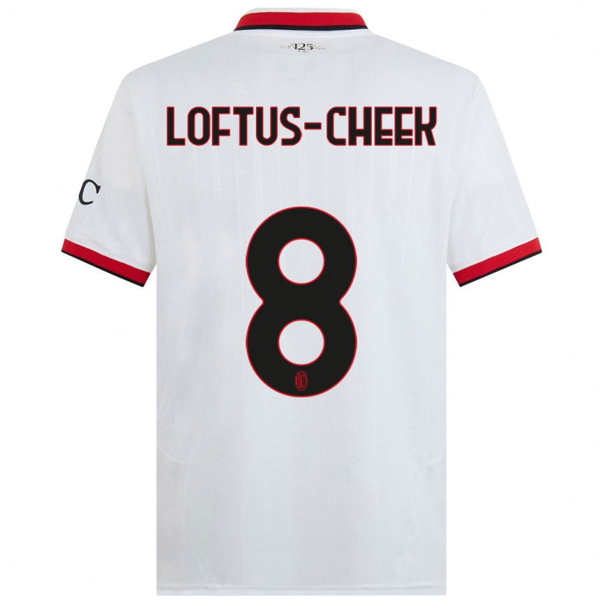 Kids Football Ruben Loftus-Cheek #8 White Black Red Away Jersey 2024/25 T-Shirt