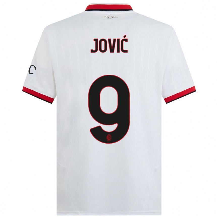 Kids Football Luka Jovic #9 White Black Red Away Jersey 2024/25 T-Shirt