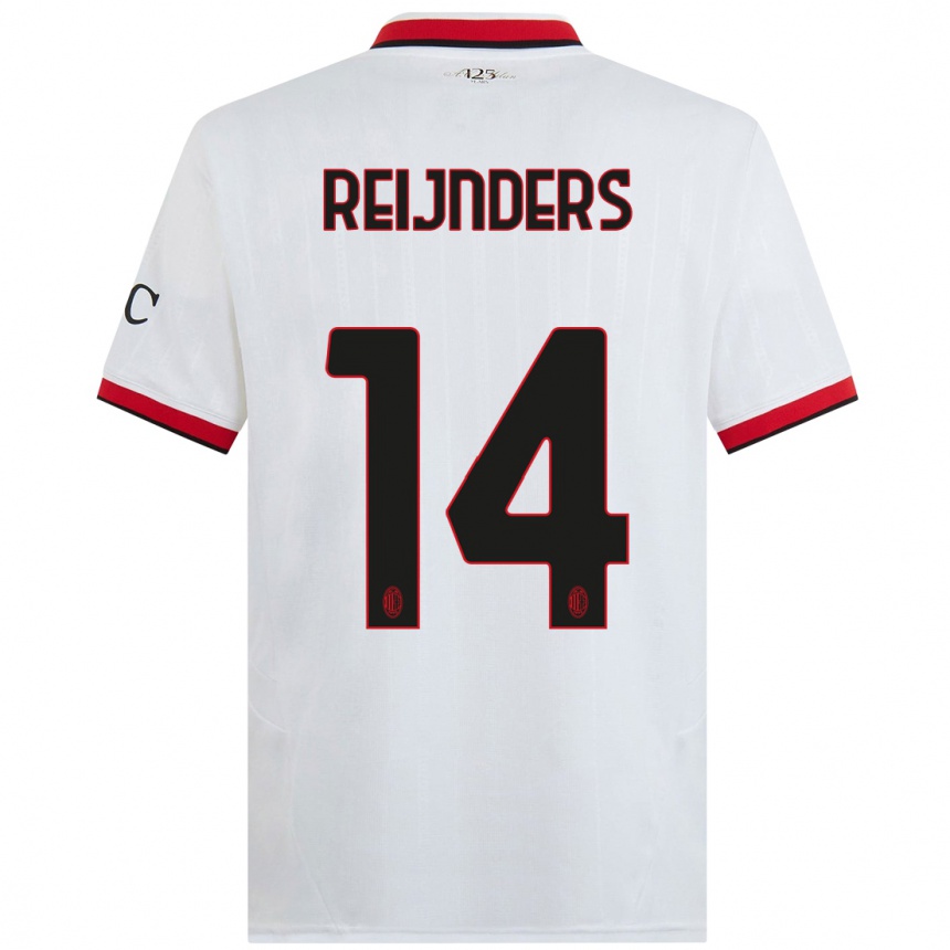 Kids Football Tijjani Reijnders #14 White Black Red Away Jersey 2024/25 T-Shirt