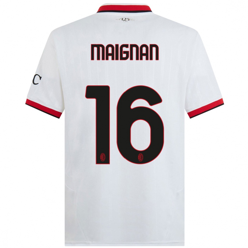 Kids Football Mike Maignan #16 White Black Red Away Jersey 2024/25 T-Shirt