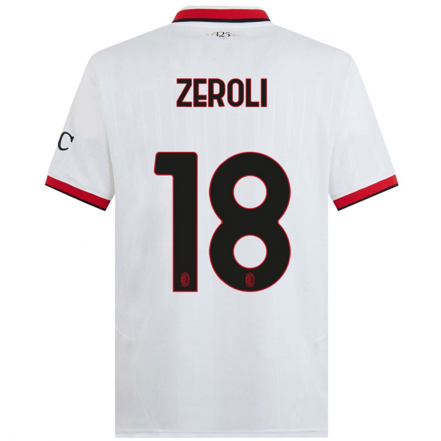 Kids Football Kevin Zeroli #18 White Black Red Away Jersey 2024/25 T-Shirt