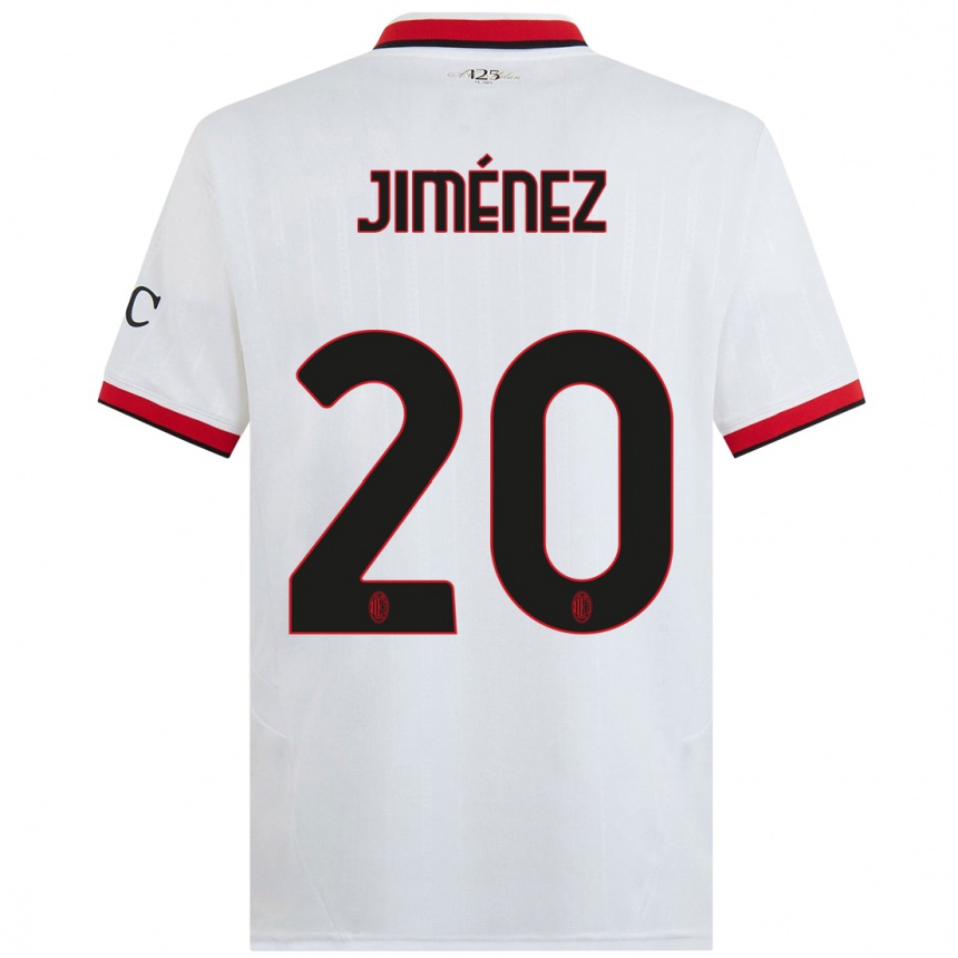 Kids Football Álex Jiménez #20 White Black Red Away Jersey 2024/25 T-Shirt