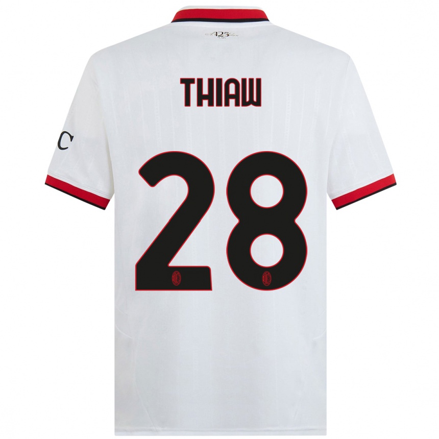 Kids Football Malick Thiaw #28 White Black Red Away Jersey 2024/25 T-Shirt