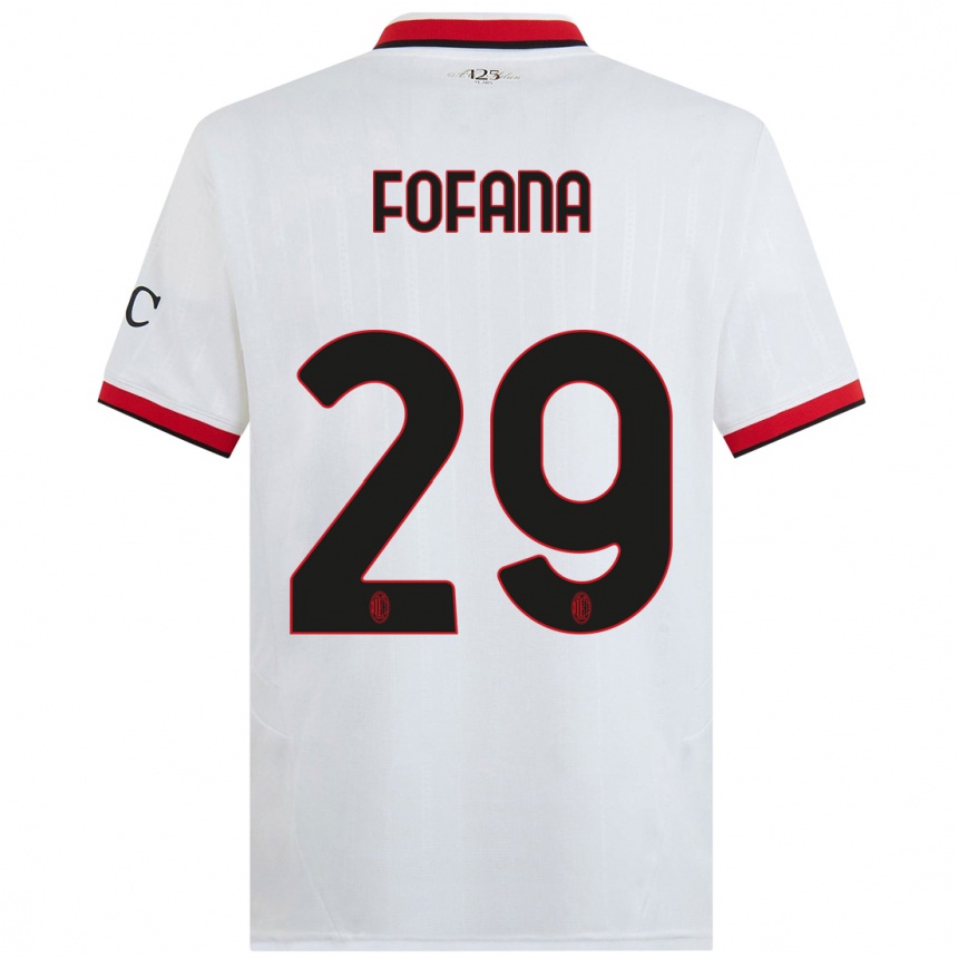 Kids Football Youssouf Fofana #29 White Black Red Away Jersey 2024/25 T-Shirt