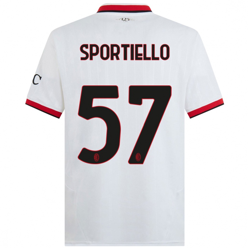 Kids Football Marco Sportiello #57 White Black Red Away Jersey 2024/25 T-Shirt