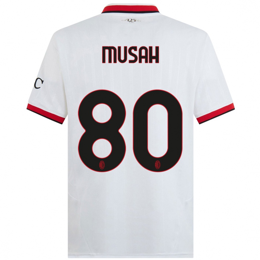 Kids Football Yunus Musah #80 White Black Red Away Jersey 2024/25 T-Shirt