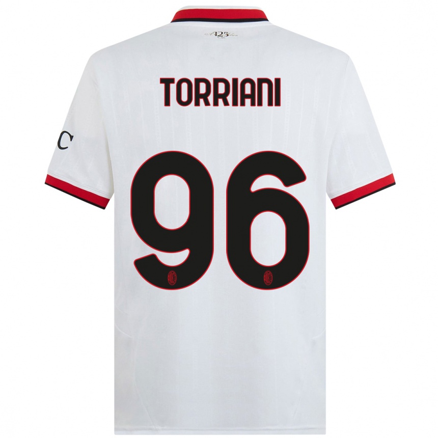 Kids Football Lorenzo Torriani #96 White Black Red Away Jersey 2024/25 T-Shirt