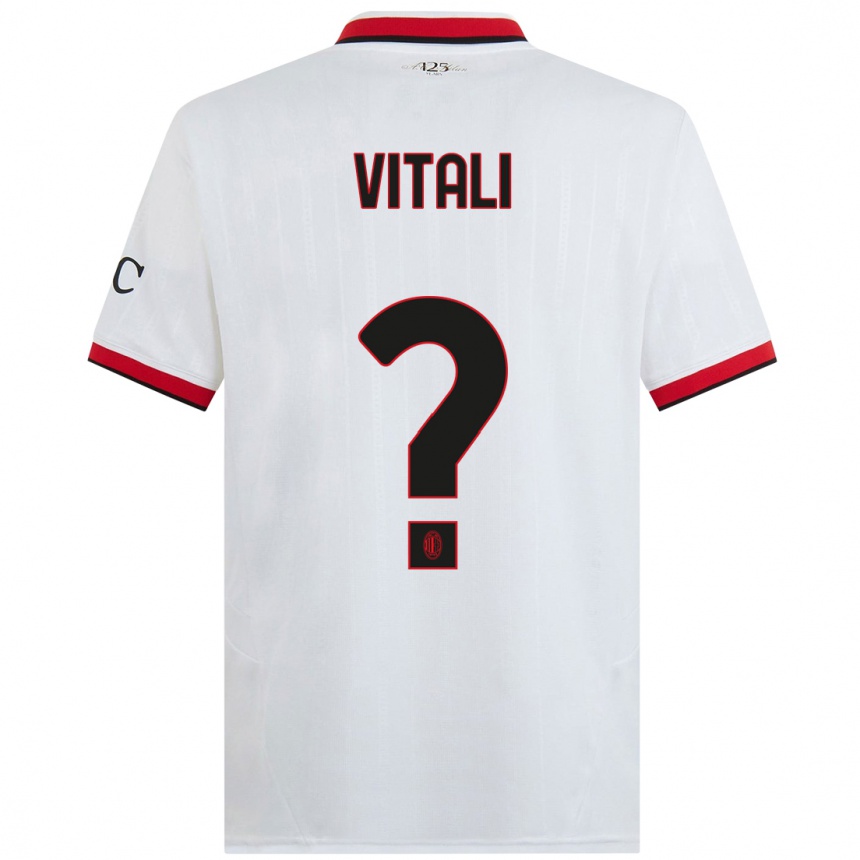 Kids Football Michael Vitali #0 White Black Red Away Jersey 2024/25 T-Shirt