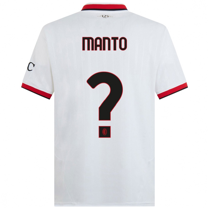 Kids Football Gaetano Manto #0 White Black Red Away Jersey 2024/25 T-Shirt