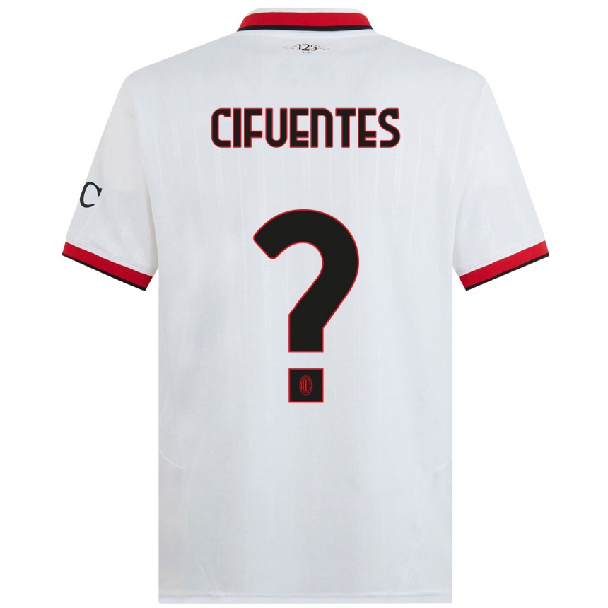 Kids Football Maikol Cifuentes #0 White Black Red Away Jersey 2024/25 T-Shirt