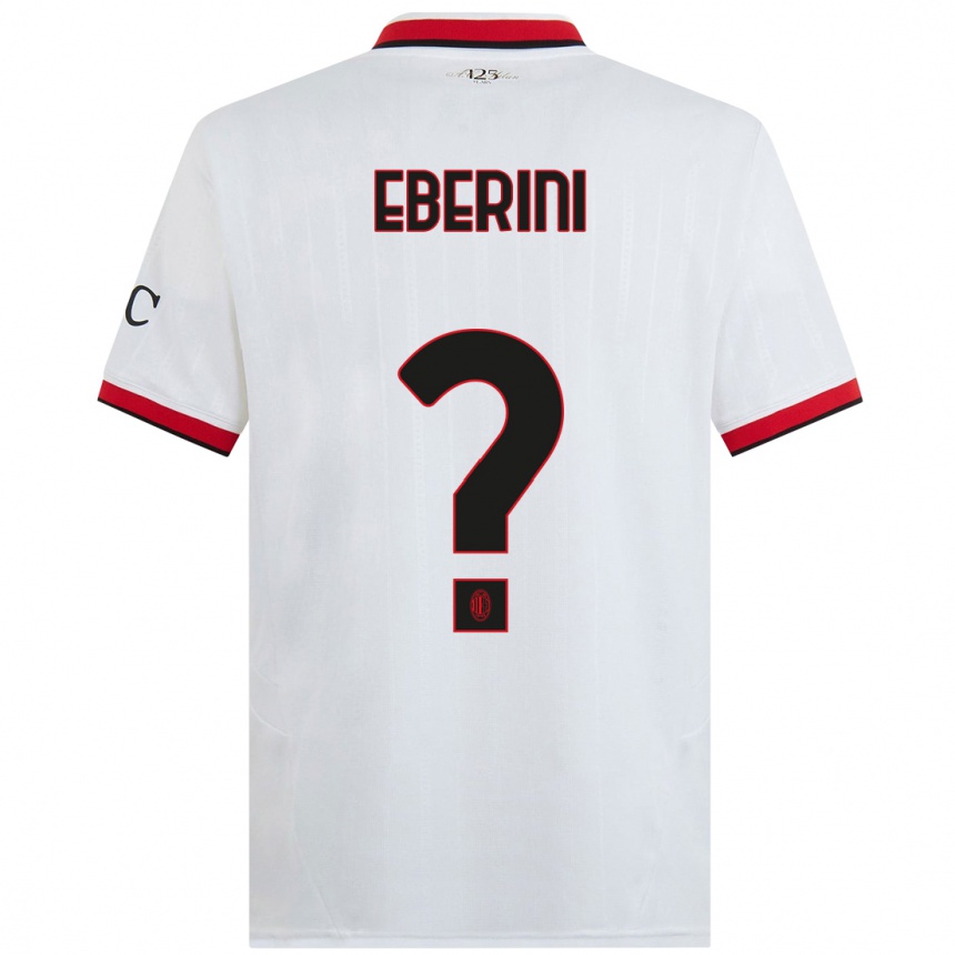 Kids Football Daniele Eberini #0 White Black Red Away Jersey 2024/25 T-Shirt