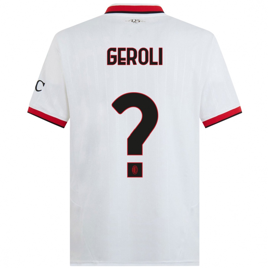 Kids Football Matteo Geroli #0 White Black Red Away Jersey 2024/25 T-Shirt