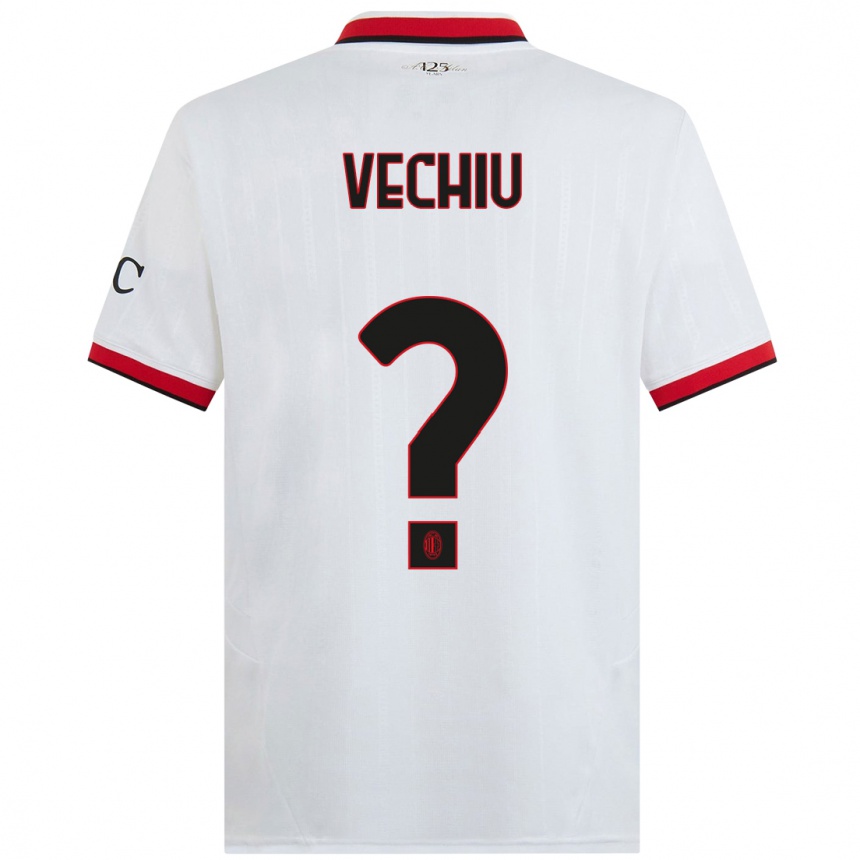 Kids Football Christian Vechiu #0 White Black Red Away Jersey 2024/25 T-Shirt