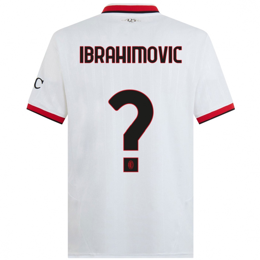 Kids Football Vincent Ibrahimovic #0 White Black Red Away Jersey 2024/25 T-Shirt