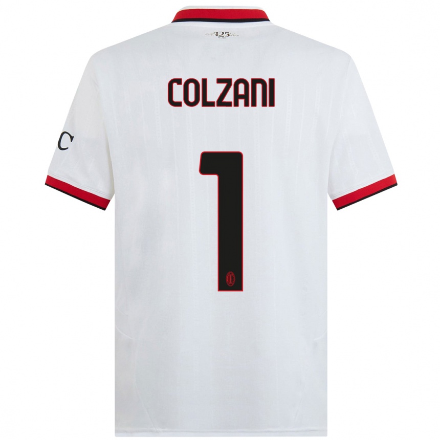 Kids Football Edoardo Colzani #1 White Black Red Away Jersey 2024/25 T-Shirt