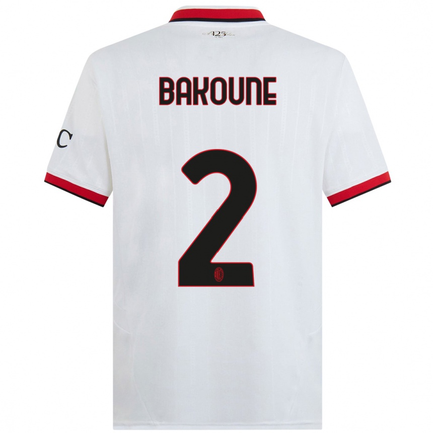 Kids Football Adam Bakoune #2 White Black Red Away Jersey 2024/25 T-Shirt