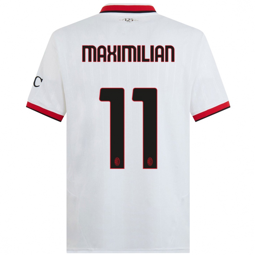 Kids Football Maximilian Ibrahimović #11 White Black Red Away Jersey 2024/25 T-Shirt