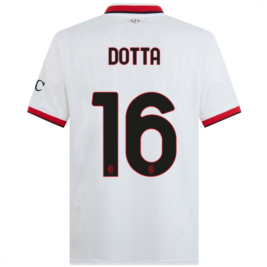 Kids Football Cristiano Dotta #16 White Black Red Away Jersey 2024/25 T-Shirt