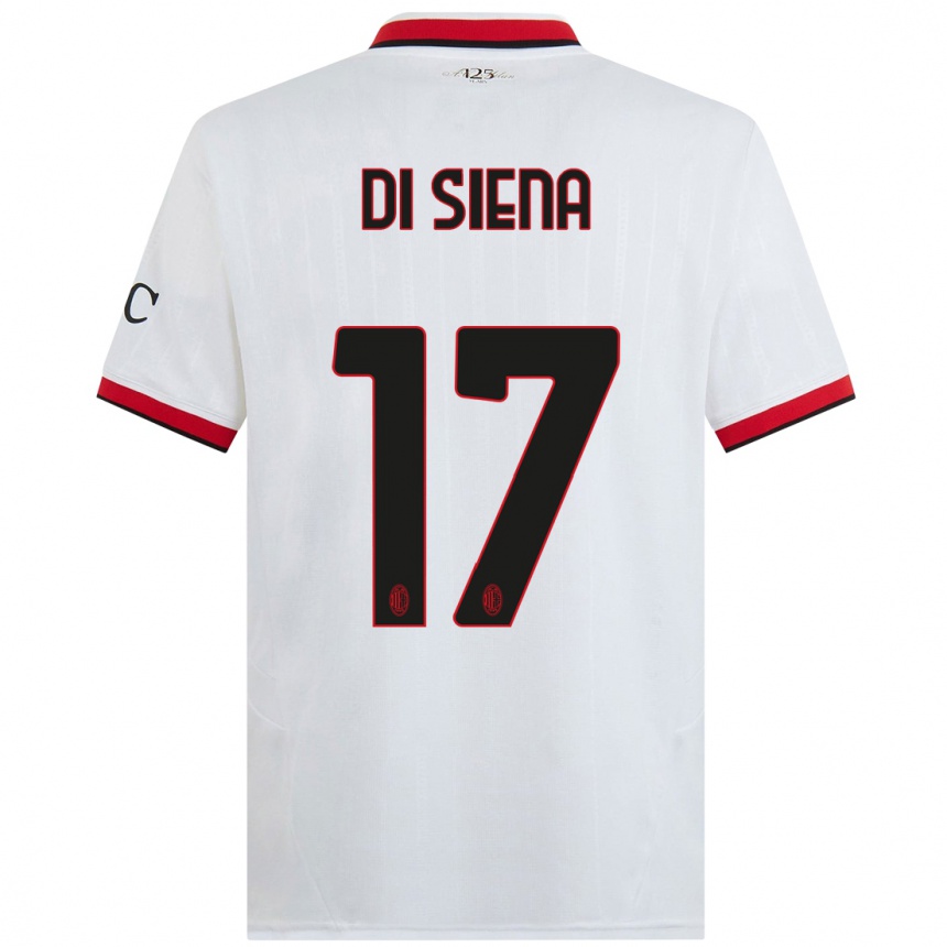 Kids Football Andrea Di Siena #17 White Black Red Away Jersey 2024/25 T-Shirt