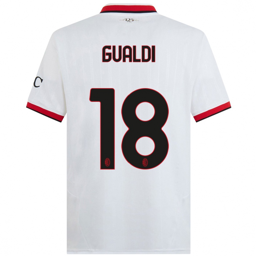 Kids Football Andrea Gualdi #18 White Black Red Away Jersey 2024/25 T-Shirt