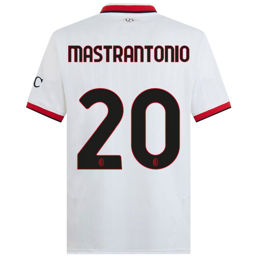 Kids Football Davide Mastrantonio #20 White Black Red Away Jersey 2024/25 T-Shirt