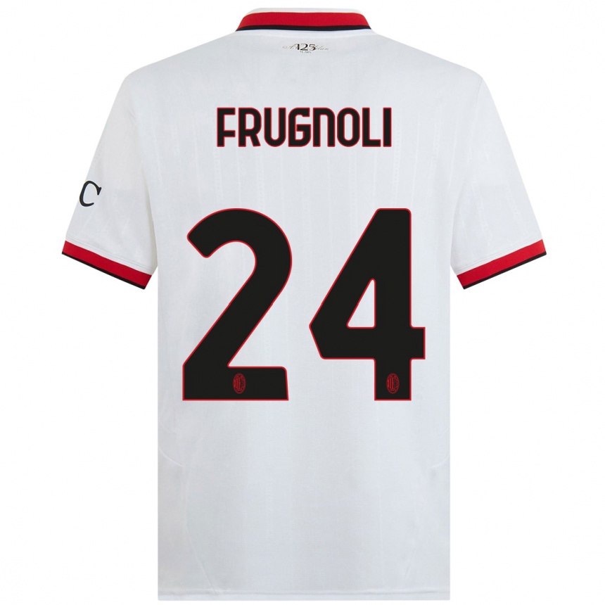 Kids Football Leonardo Frugnoli #24 White Black Red Away Jersey 2024/25 T-Shirt