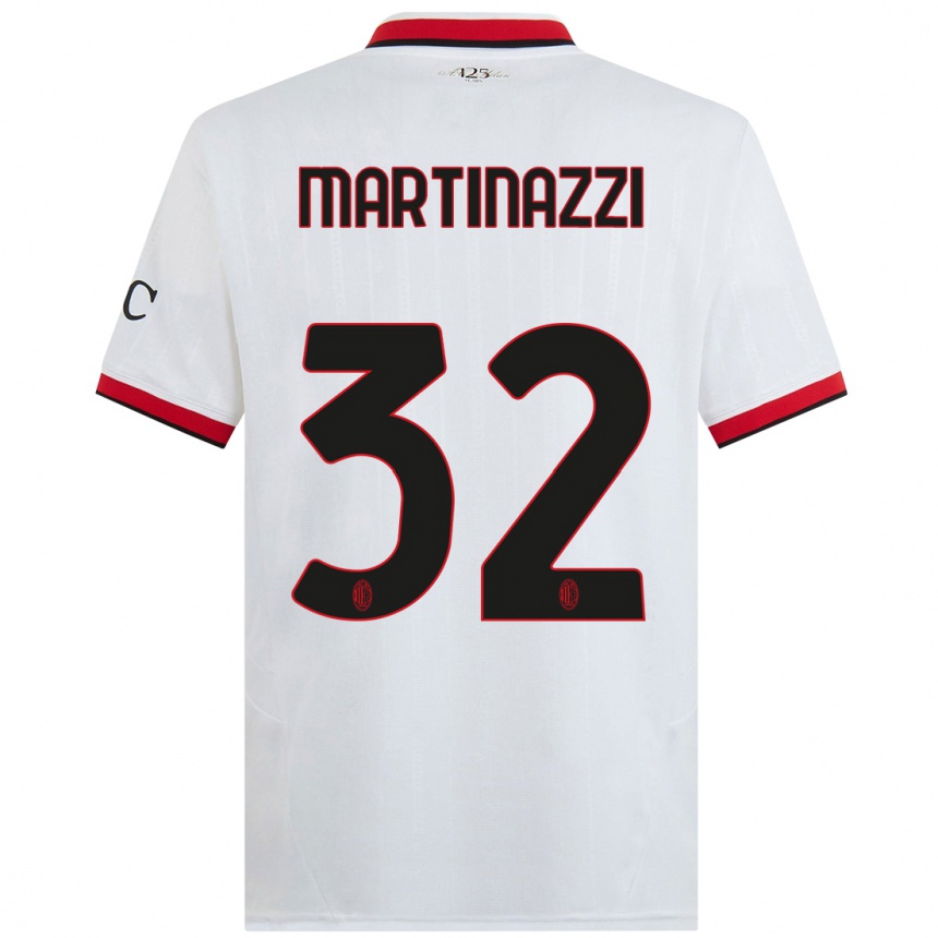 Kids Football Luca Martinazzi #32 White Black Red Away Jersey 2024/25 T-Shirt