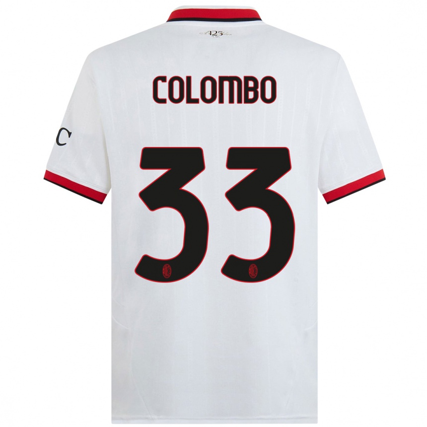 Kids Football Federico Colombo #33 White Black Red Away Jersey 2024/25 T-Shirt