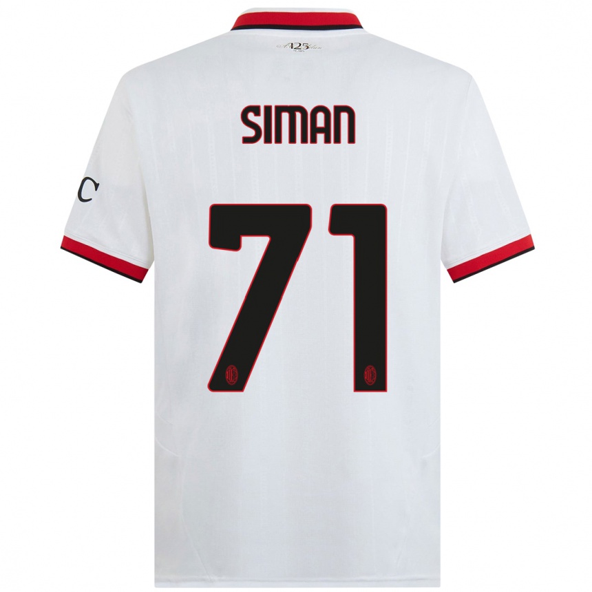 Kids Football Alexandru Șiman #71 White Black Red Away Jersey 2024/25 T-Shirt