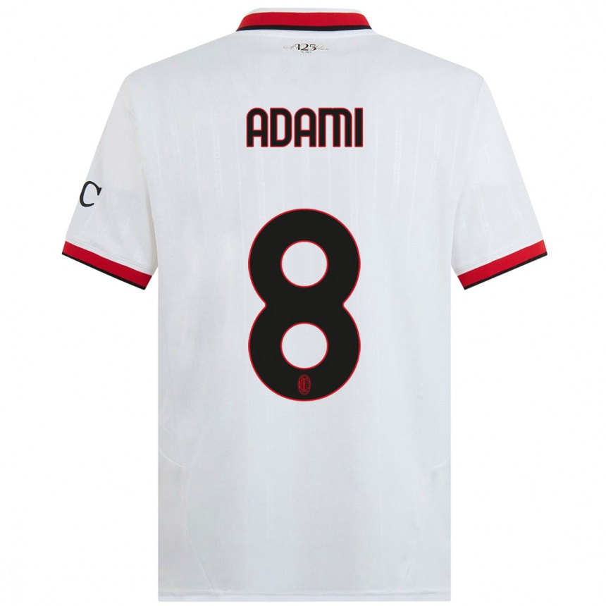 Kids Football Greta Adami #8 White Black Red Away Jersey 2024/25 T-Shirt