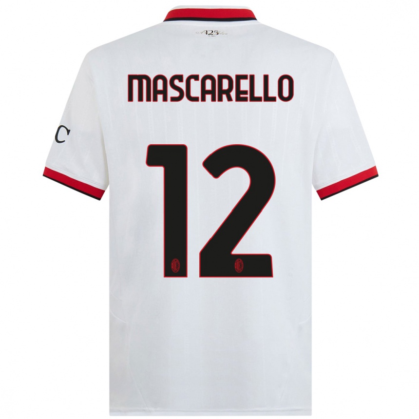 Kids Football Marta Mascarello #12 White Black Red Away Jersey 2024/25 T-Shirt