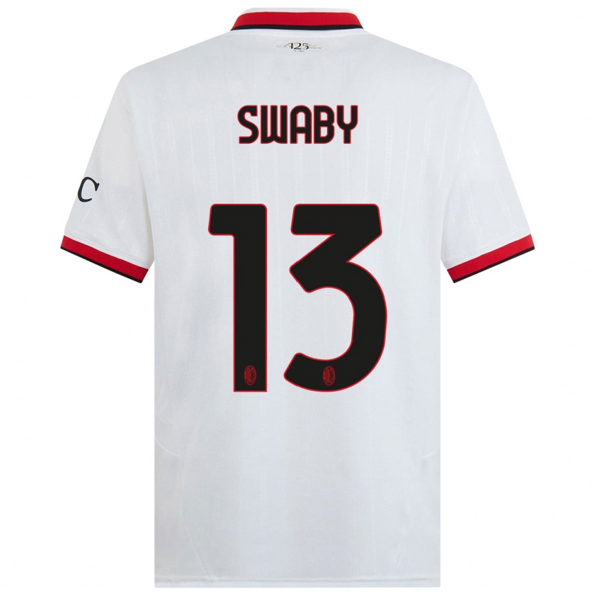 Kids Football Allyson Swaby #13 White Black Red Away Jersey 2024/25 T-Shirt