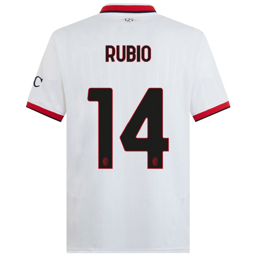 Kids Football Silvia Rubio #14 White Black Red Away Jersey 2024/25 T-Shirt