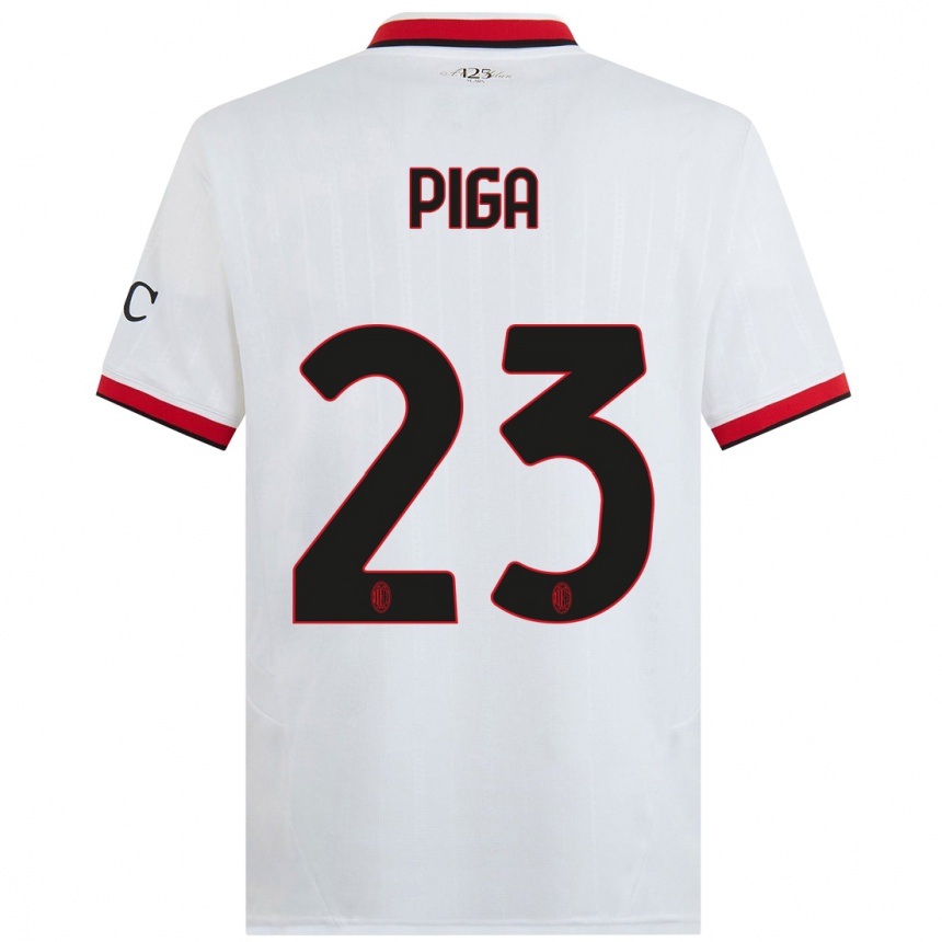 Kids Football Julie Piga #23 White Black Red Away Jersey 2024/25 T-Shirt