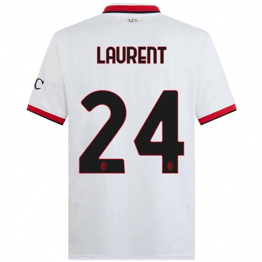 Kids Football Emelyne Laurent #24 White Black Red Away Jersey 2024/25 T-Shirt