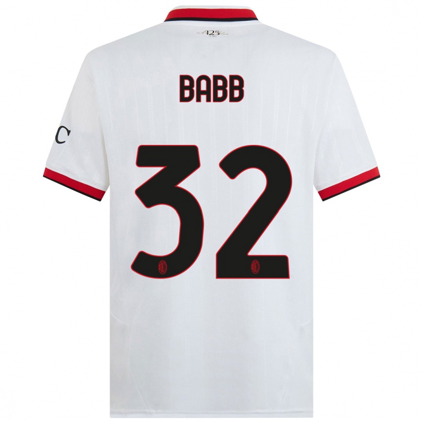 Kids Football Selena Delia Babb #32 White Black Red Away Jersey 2024/25 T-Shirt