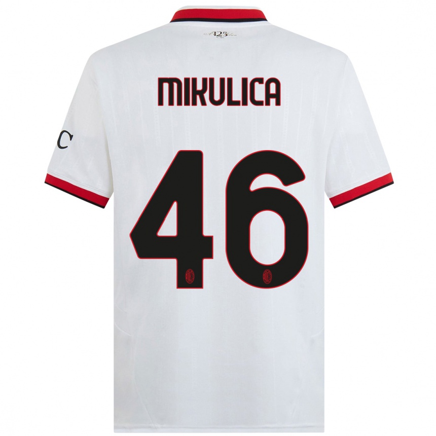 Kids Football Petra Mikulica #46 White Black Red Away Jersey 2024/25 T-Shirt