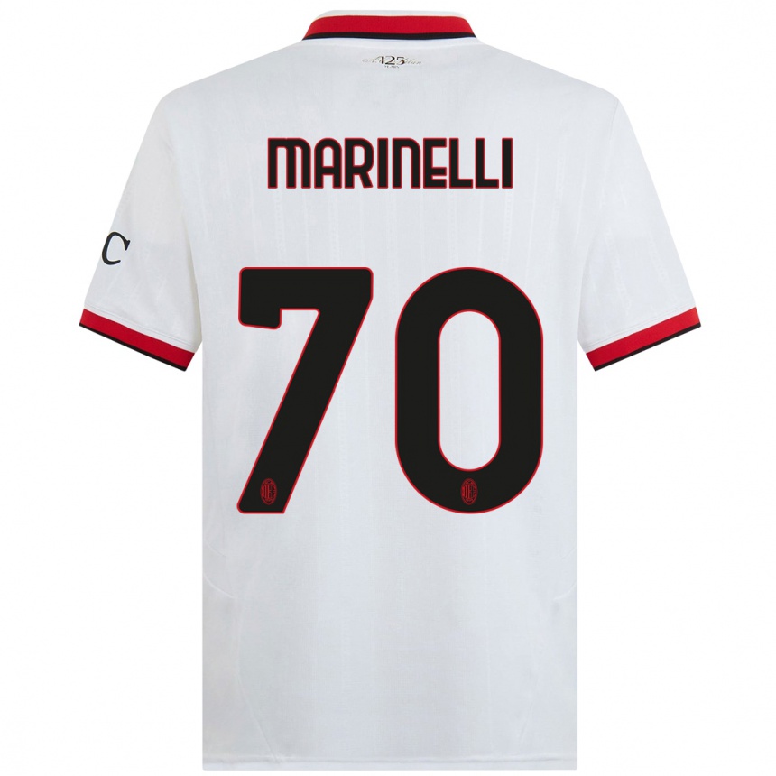 Kids Football Gloria Marinelli #70 White Black Red Away Jersey 2024/25 T-Shirt