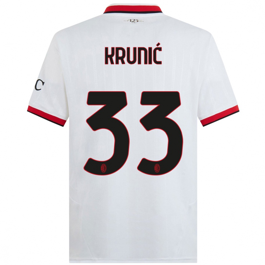 Kids Football Rade Krunic #33 White Black Red Away Jersey 2024/25 T-Shirt